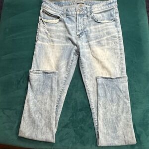 American Eagle Outfitters Extreme Flex Skinny‎ Jeans Light Wash Distressed 34x36